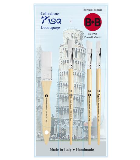 SET PISA Collection - brushes with white synthetic fibre for DECOUPAGE BeB