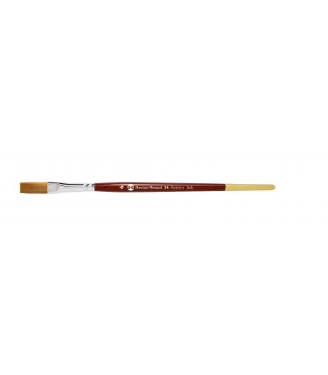 Series 16 flat brush for lettering, with gold synthetic fibre and short handle.