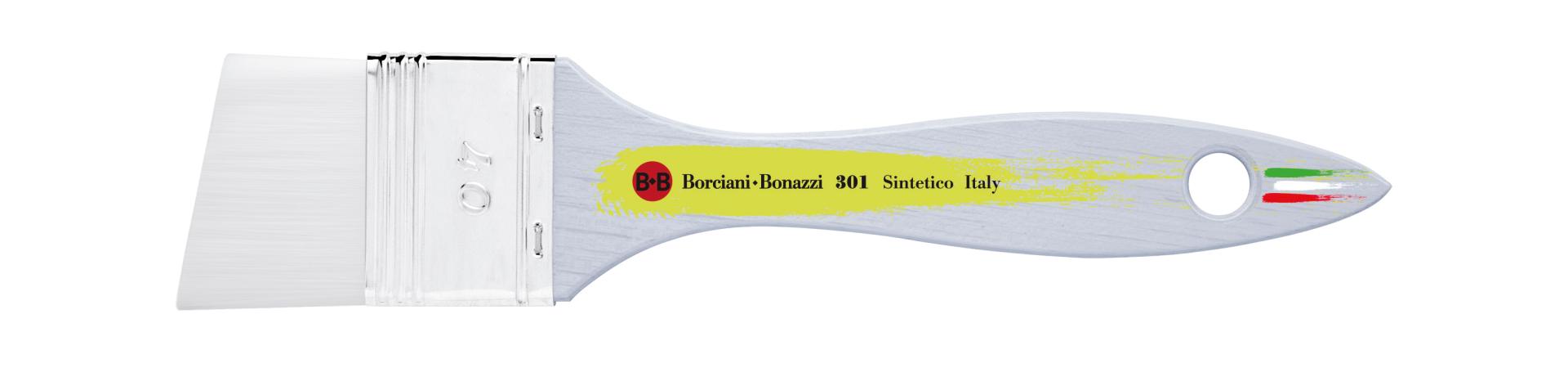 SERIE 301 PENNELLESSA SEMPLICE OBLIQUA IN PELO SINTETICO BIANCO MANICO IN LEGNO - Borciani e Bonazzi