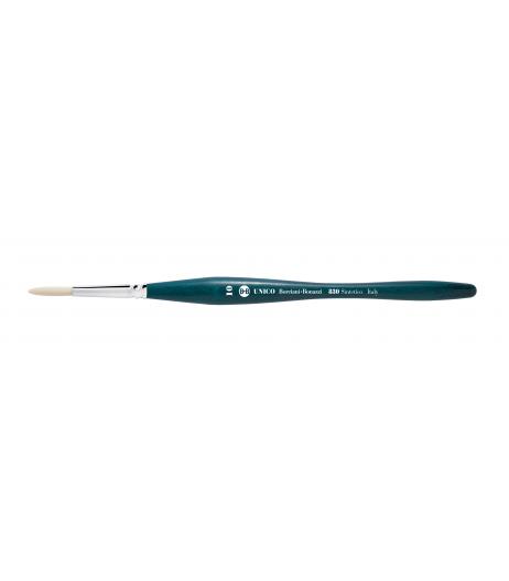 Series 830 UNICO round brush with off-white synthetic fibre and balanced handle.