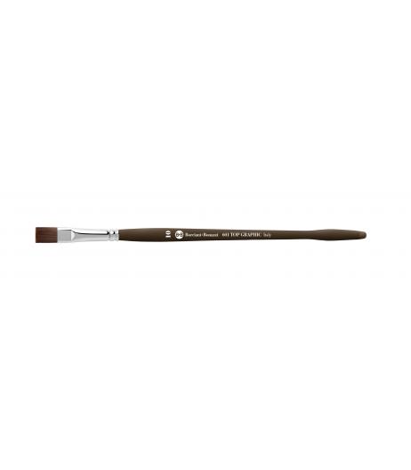 Series 601 TOP GRAPHIC flat brush with dark red-violet synthetic fibre and wooden handle.
