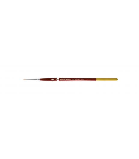 Series 21 round brush for micro-painting, with gold synthetic fibre and short handle.