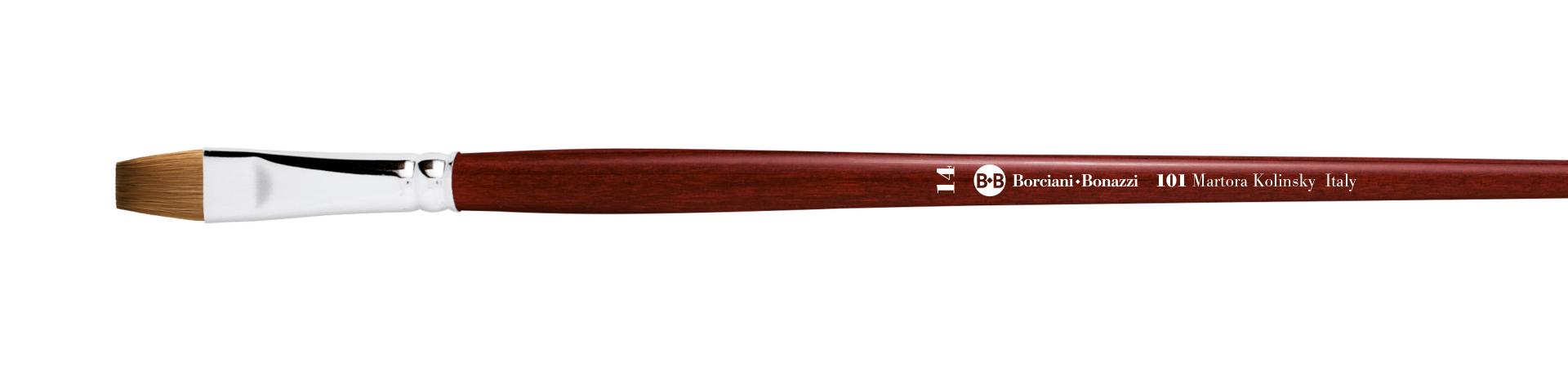 Series 101 flat brush with Kolinsky sable hair and long handle.