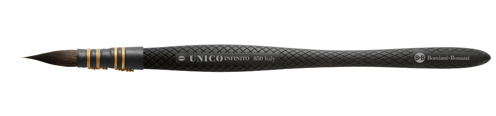 Serie 850 UNICO INFINITO pennello bombasino in filato sintetico HIDRO® con legatura e manico in resina