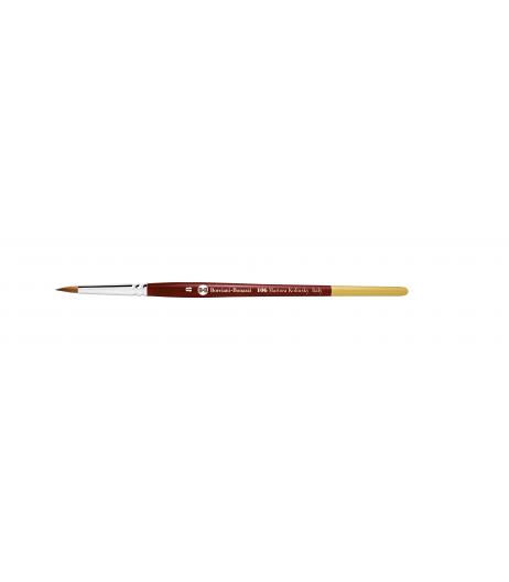 Series 106 round brush for touch-ups with Kolinsky sable hair and short handle.
