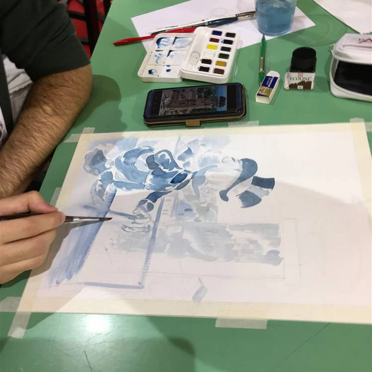 Pittura acquerello al Lucca Comics - Borciani e Bonazzi